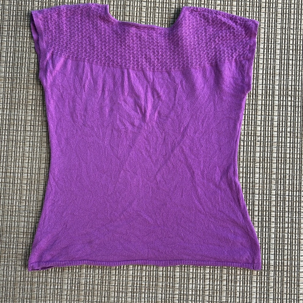 Coldwater Creek Purple Lilac Cap Sleeve Cashmere Sweater, Size large - Picture 4 of 6